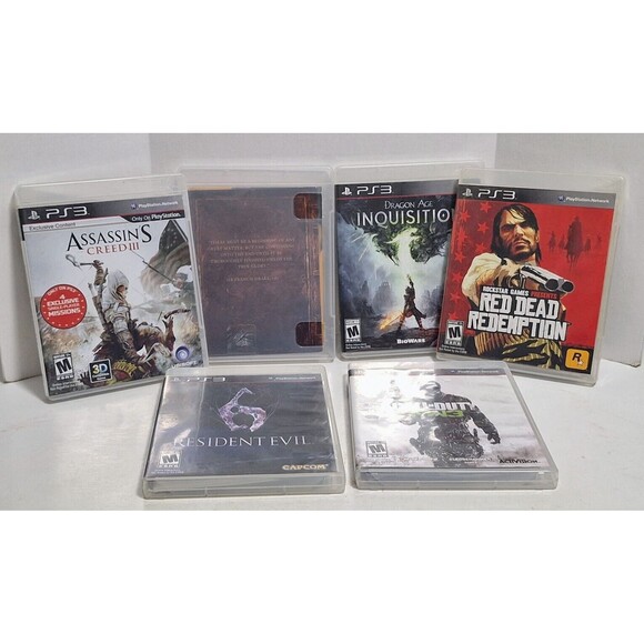 SONY PLAYSTATION 3 PS3 6 CT GAME LOT RED DEAD REDMPTION DRAGON AGE CALL OF DUTY